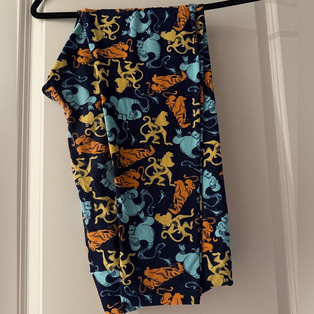 LuLaRoe Disney Leggings TC2 Aladdin & Friends Blue, Orange & Yellow
